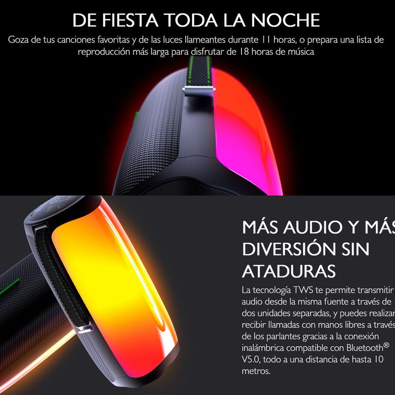 Parlante Bluetooth Portátil Klip Xtreme ZoundFire Pro con Luces LED Dinámicas y Protección IPX6