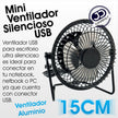 Ventilador Usb Portátil 15cm Para Pc, Metálico / Ajustable Negro