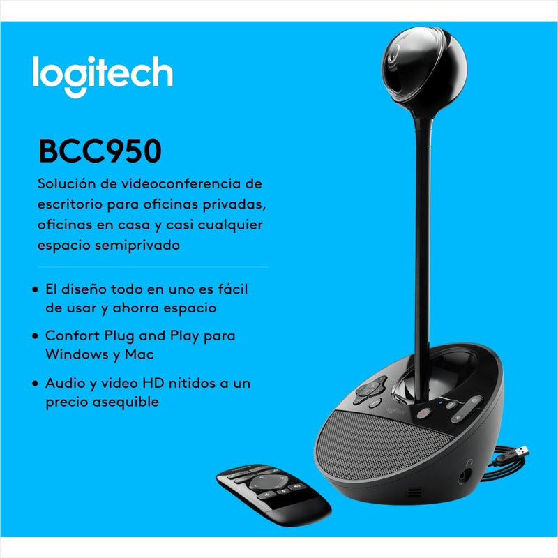 Cámara Logitech Conference Cam Bcc950, Video Full Hd / 1080p Negro