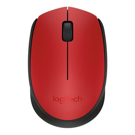 Mouse Inalámbrico Logitech M170 Receptor USB 2.4GHz Batería 12 Meses Diseño Portátil Ambidiestro - Rojo/Negro