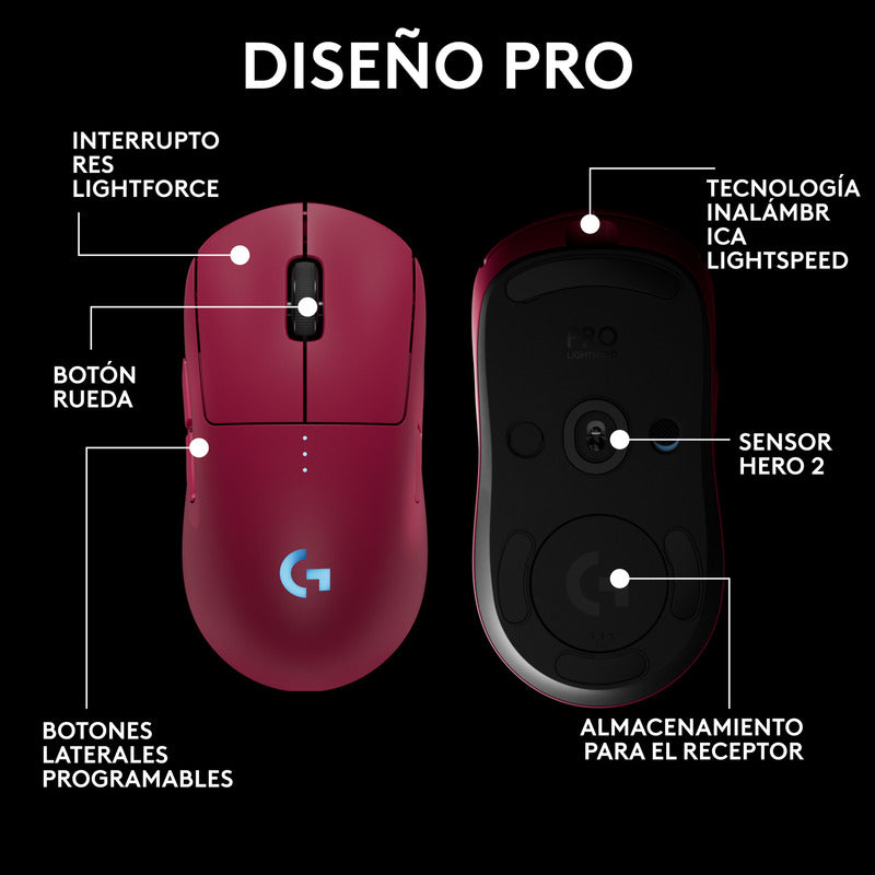 Mouse Gamer Inalámbrico Logitech G Pro 2 Lightspeed, 44k Dpi - Magenta