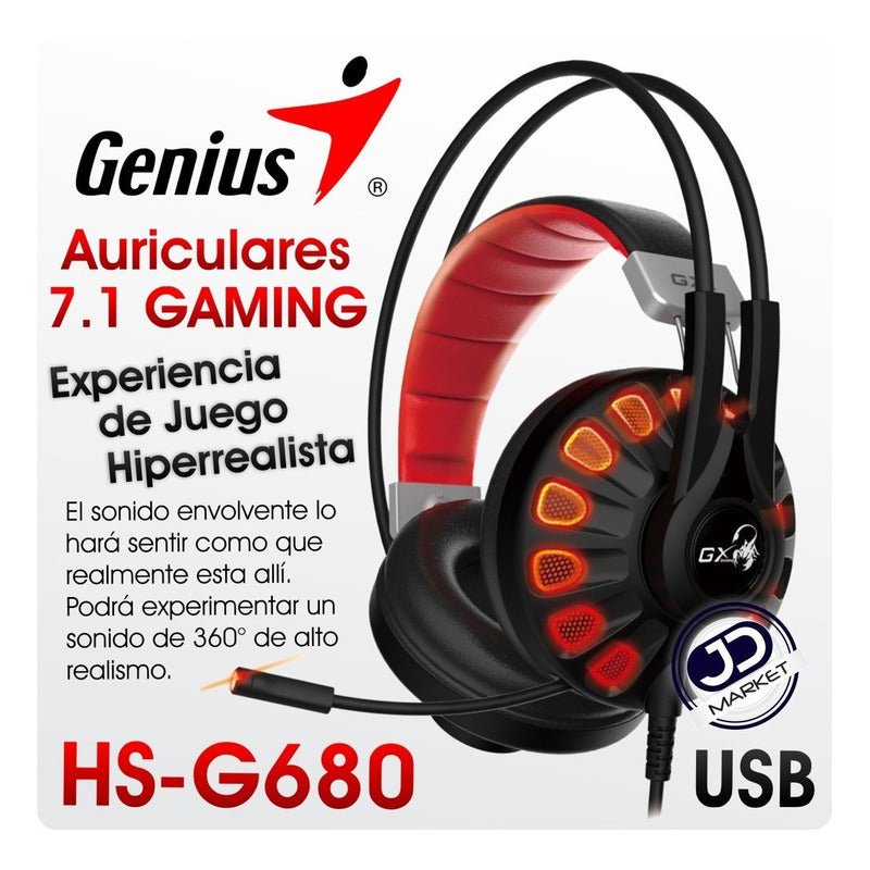 Diadema Genius Gx Gaming Lychas Hs-g680 / Sonido 7.1 Canales
