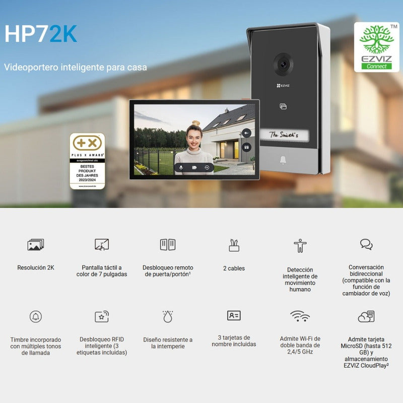 Video Portero Digital Inteligente 3mp Wifi, Ezviz Hp7
