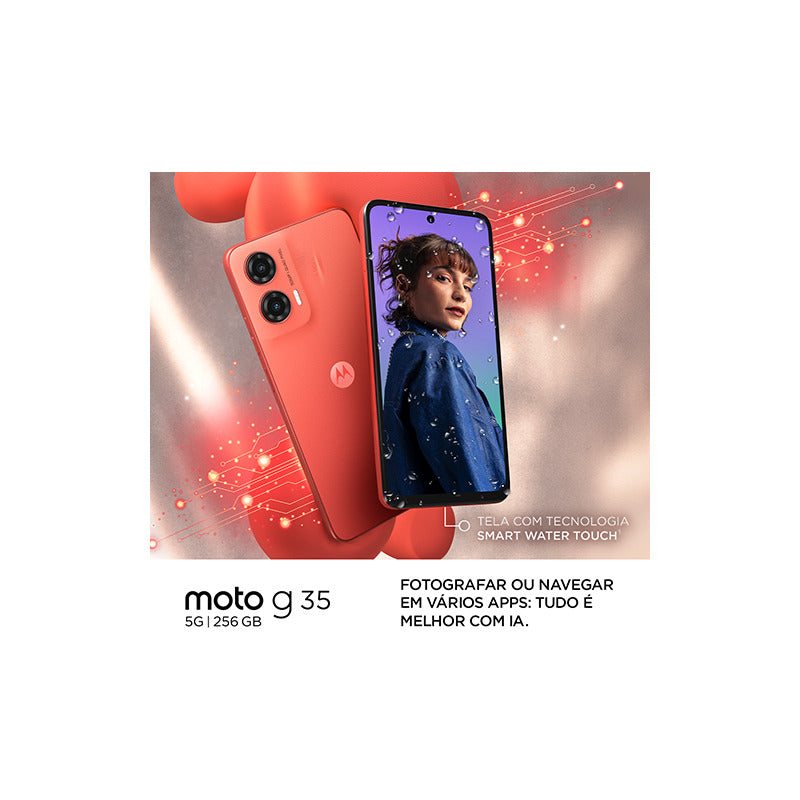 Smartphone Moto G35 5g 256gb - Coral - Cuero Vegano