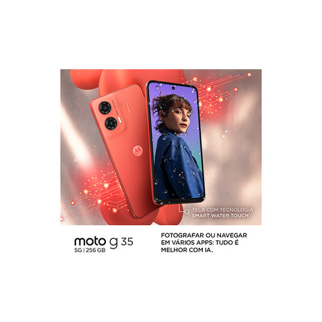 Smartphone Moto G35 5g 256gb - Coral - Cuero Vegano