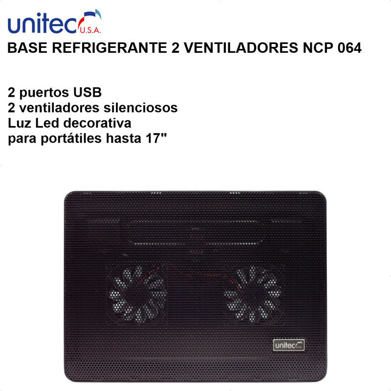 Base Refrigerante Portátil Unitec Ncp-064, 2 Ventiladores