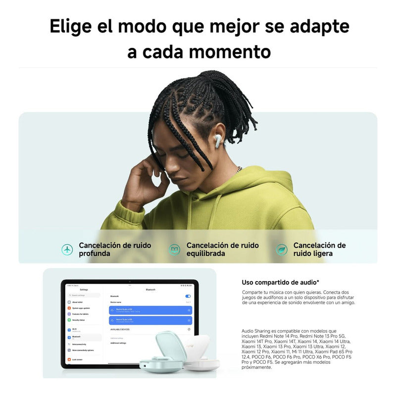 Xiaomi Redmi Buds 6, Auriculares Táctil, Anc 2-mic Ip54, Blk