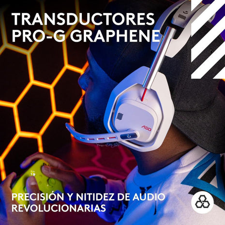 Audífonos Diadema Gamer Inalámbrica Logitech G Astro A50 (Gen 5) Base PLAYSYNC AUDIO PC PS5 XBOX - Blanco
