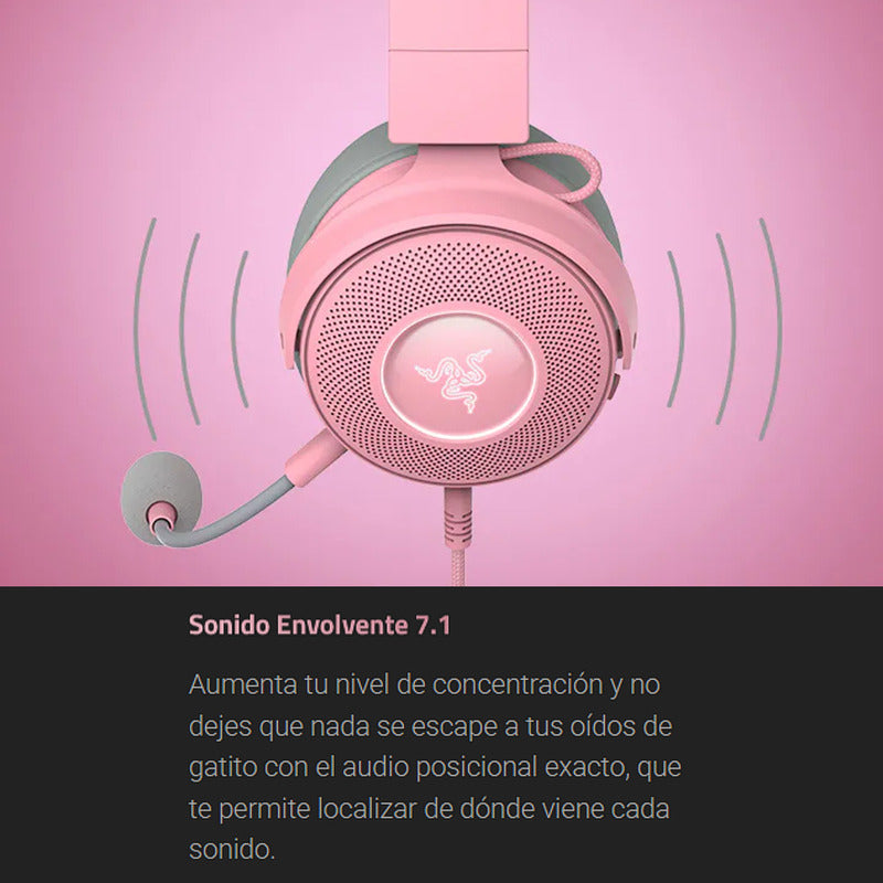 Diadema Gamer Inalámbrica Bt Razer Kraken Kitty V2, Rosa