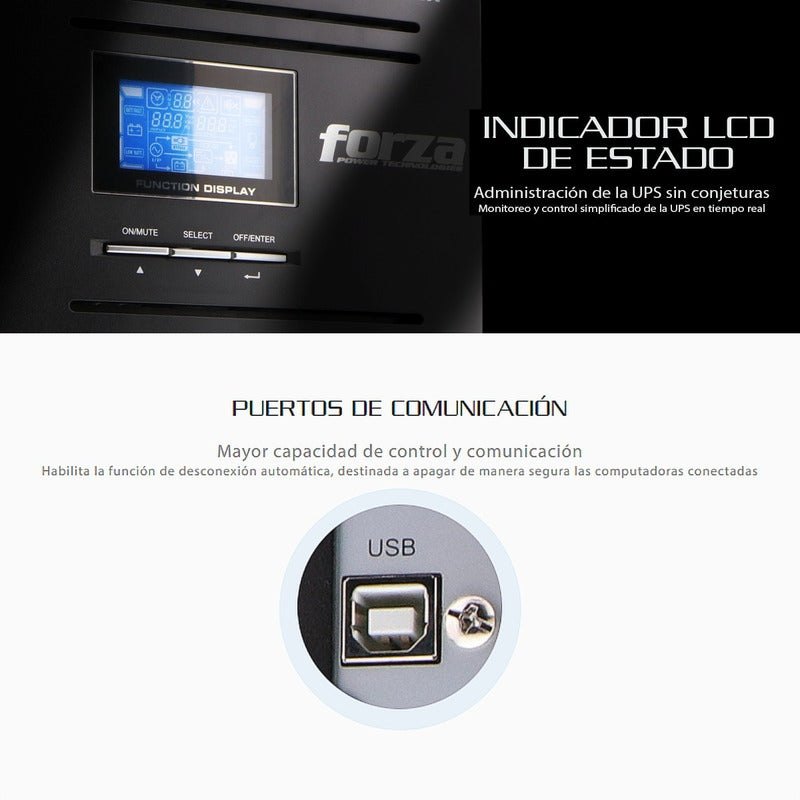 Ups Online 3kva Forza Atlas Fdc-103k, 3000va/3000w, 9 Tomas Negro