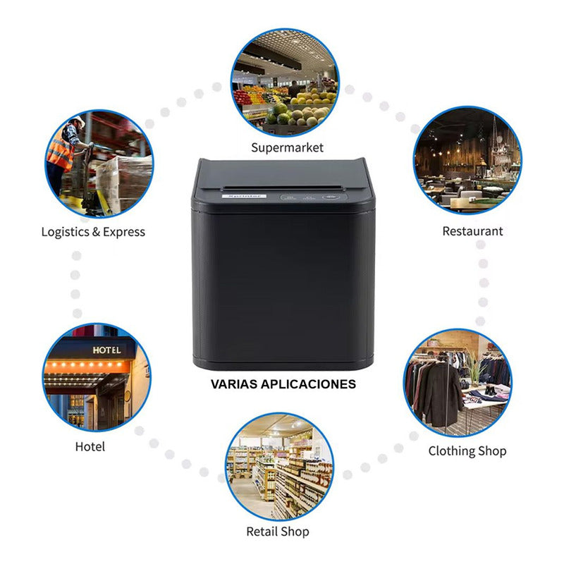 Impresora Térmica Pos 80mm (usb+lan) Alta Velocidad Cortador Negro