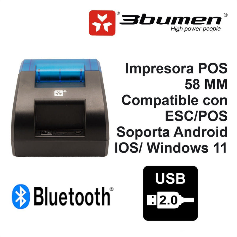 Impresora Térmica Pos 58mm Usb / Bluetooth + Lector Wireless