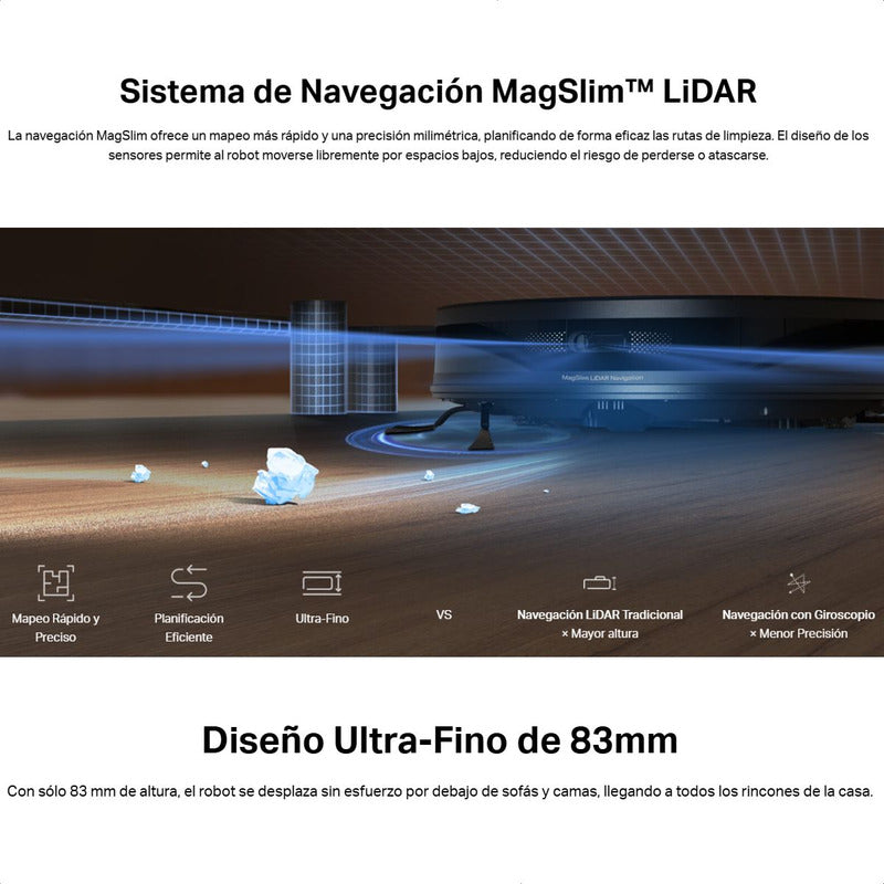 Aspiradora Robot Inteligente Tp-link Tapo Rv20 Max, 5300pa, Navegación LiDAR Sin Base de Vaciado