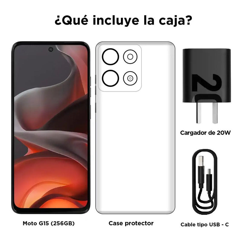 Celular Motorola G15 Dual Sim 4G, 6.72'' 256GB/4GB+8GB (RAM Boost) 50MP 5200mAh, Gris