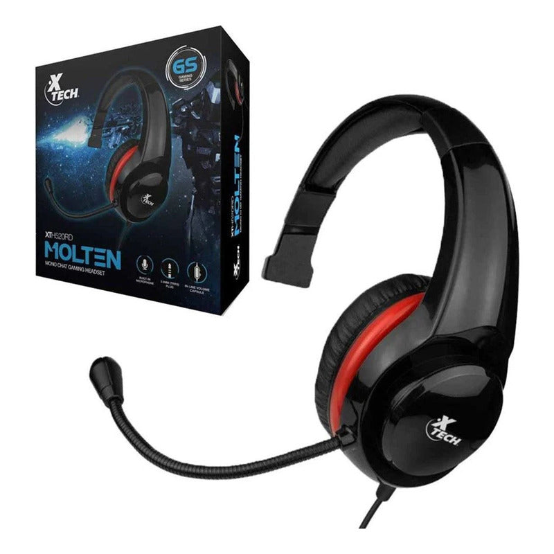 Monoauricular Gamer Xtech XTH-520RD Molten con Micrófono Flexible y Control / Plug de 3.5mm