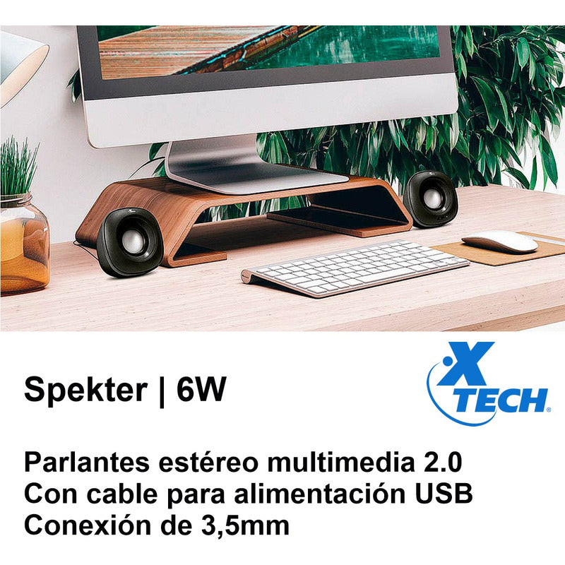 Parlantes Usb Estéreo Multimedia 2.0 Xtech Spekter Xts-115rd