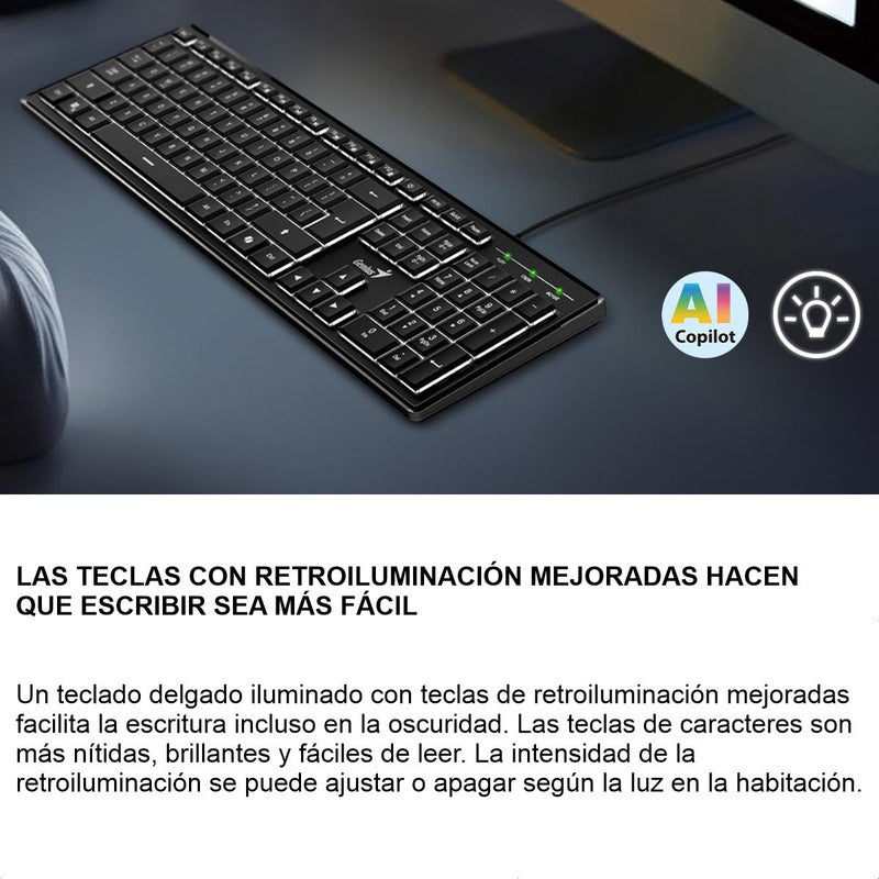 Teclado Delgado Y Retroiluminado Genius Slimstar 820 / 12 Fn Negro Español España
