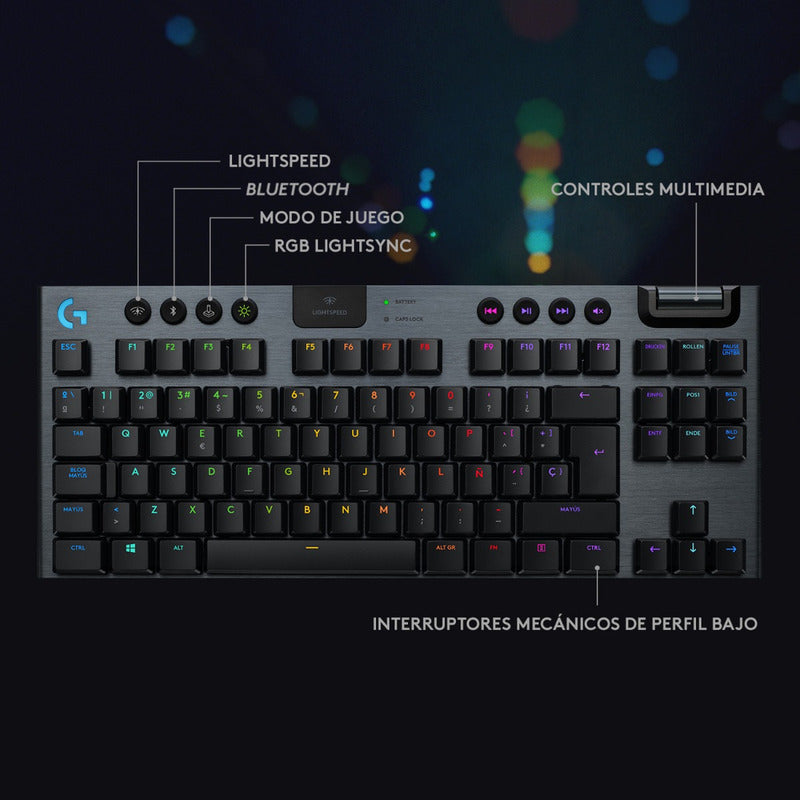 Teclado Gamer Mecánico Inalámbrico Logitech G915 Tkl Carbon