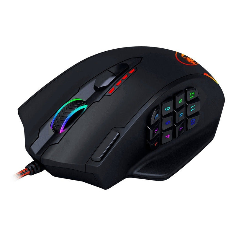Mouse Gamer Redragon Impact M908 RGB Chroma 12400DPI 18 Botones Programables MMO MOBA Pesas Ajustables