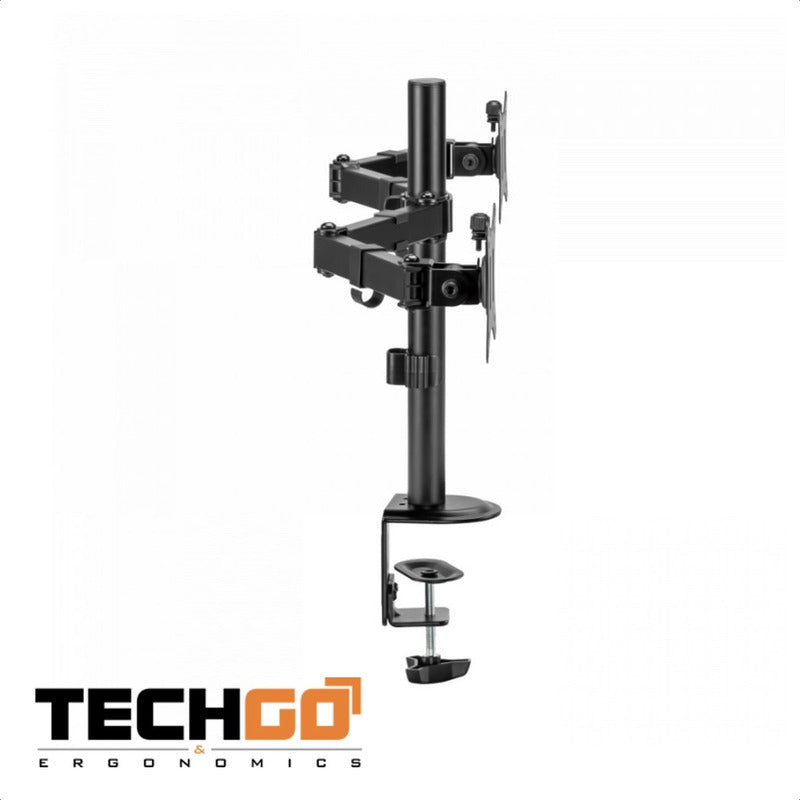 Soporte Doble Escritorio Para Monitor 17~32, Techgo Spm-1104 Negro