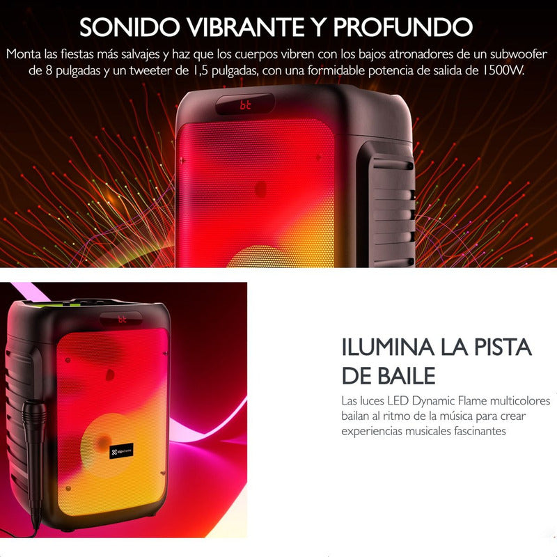 Parlante Luces Led Klip Xtreme Boomfire X Micrófono 100w Rms
