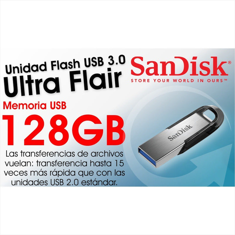 Memoria Flash Usb 3.0 Sandisk Ultra Flair De 128gb, 150mb/s