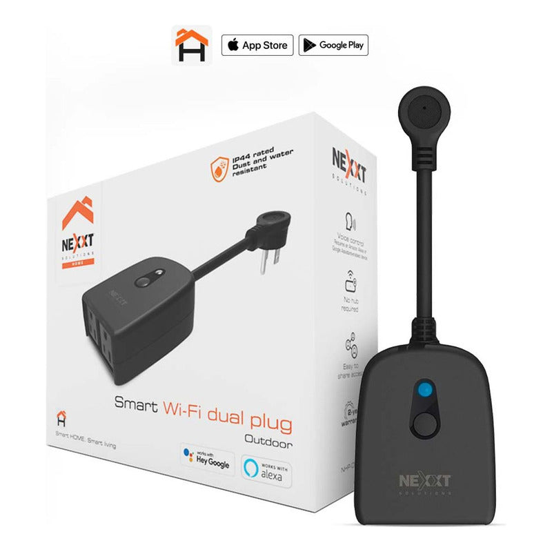Toma Inteligente Dual Con Wifi Para Exterior Nexxt Nhp-o610