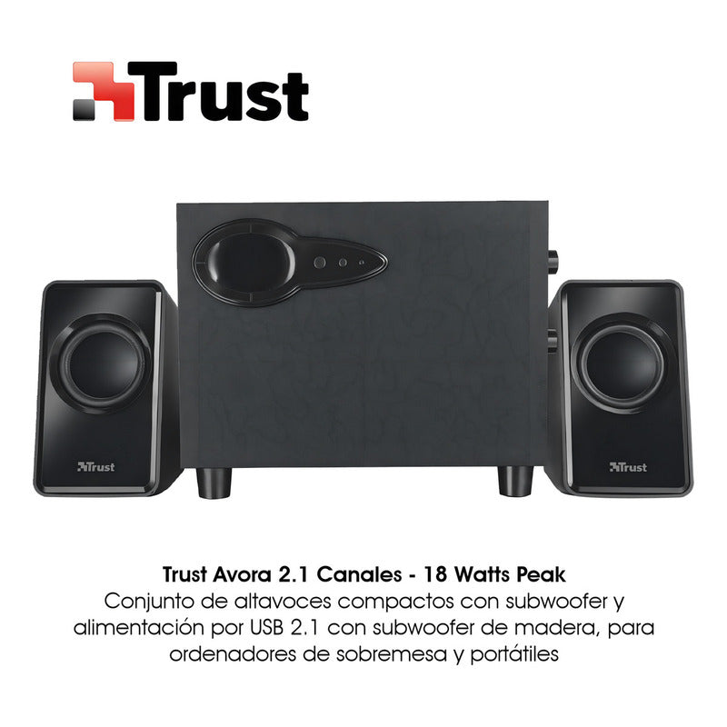Parlantes Trust Avora 2.1 Usb Subwoofer Set Negro 18w