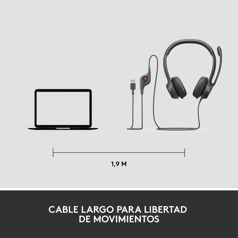 Diadema Logitech H390 Usb Negro Con Micrófono