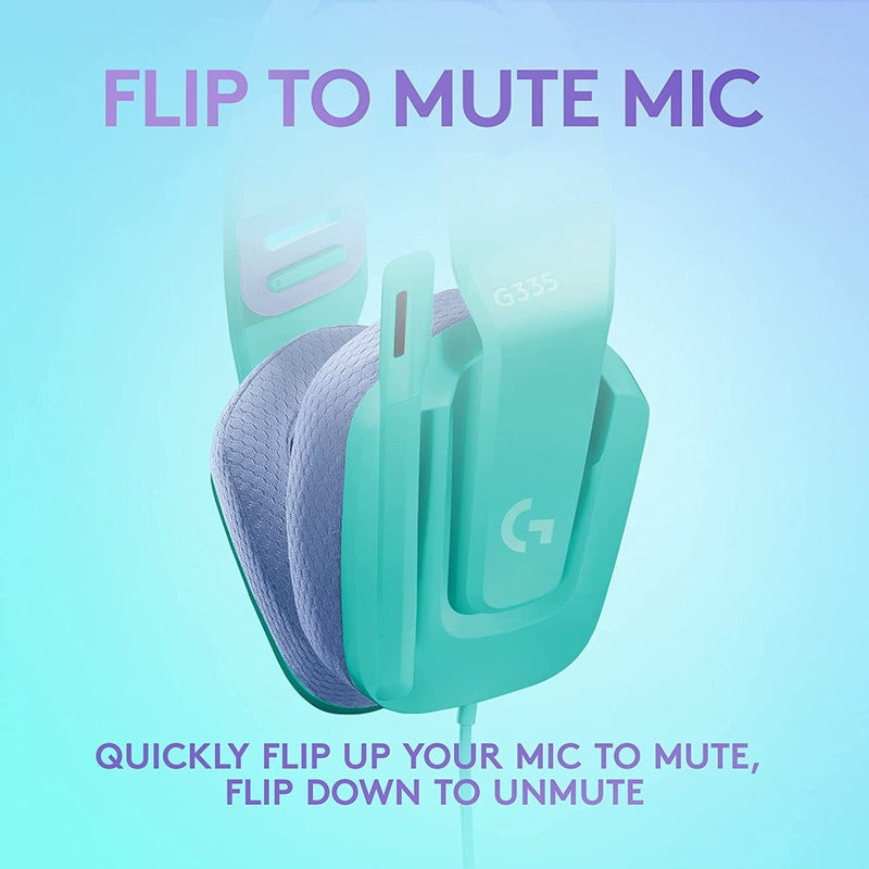 Diadema Gamer Alámbrica Logitech G335 Micrófono Flip to Mute Plug 3.5mm PC PS5 Xbox Switch - Menta