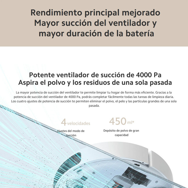 Xiaomi Robot Vacuum S10+, Aspiradora Trapeadora Inteligente, 4000Pa,  Sensor Láser, Color Blanco