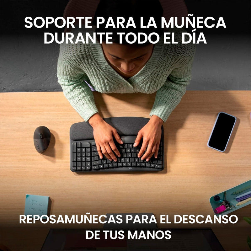 Teclado Ergonómico Inalámbrico Logitech Wave Keys, Bt / Bolt