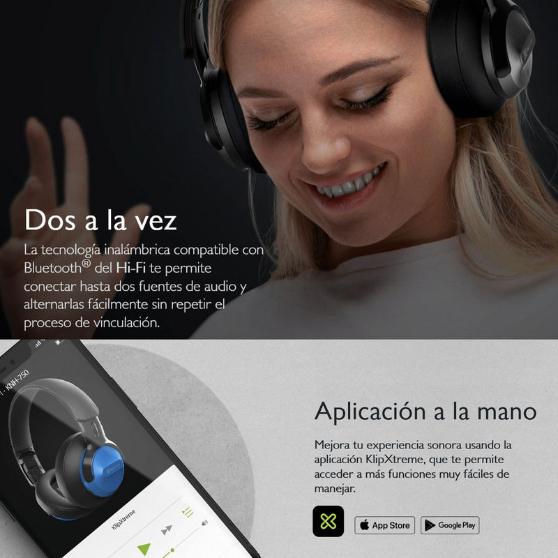 Auriculares Inalámbricos ANC Premium Klip Xtreme KNH-750BL con Audio Hi-Fi y 4 Micrófonos
