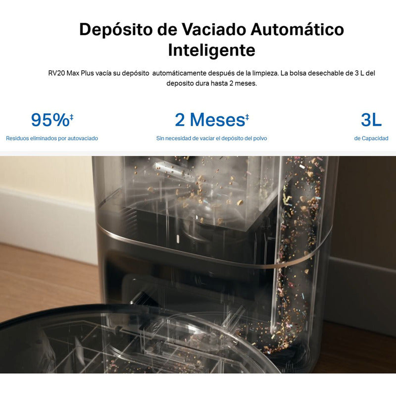 Aspiradora Robot Smart + Estación de Vaciado Tp-link Tapo Rv20 Max Plus, 5300Pa, Navegación LiDAR