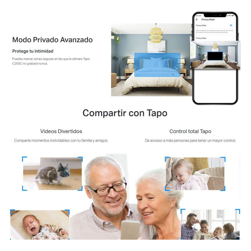 Cámara Wifi Robótica 360° Tp-link Tapo C200c, 1080p Ai Audio + MicroSD 64GB