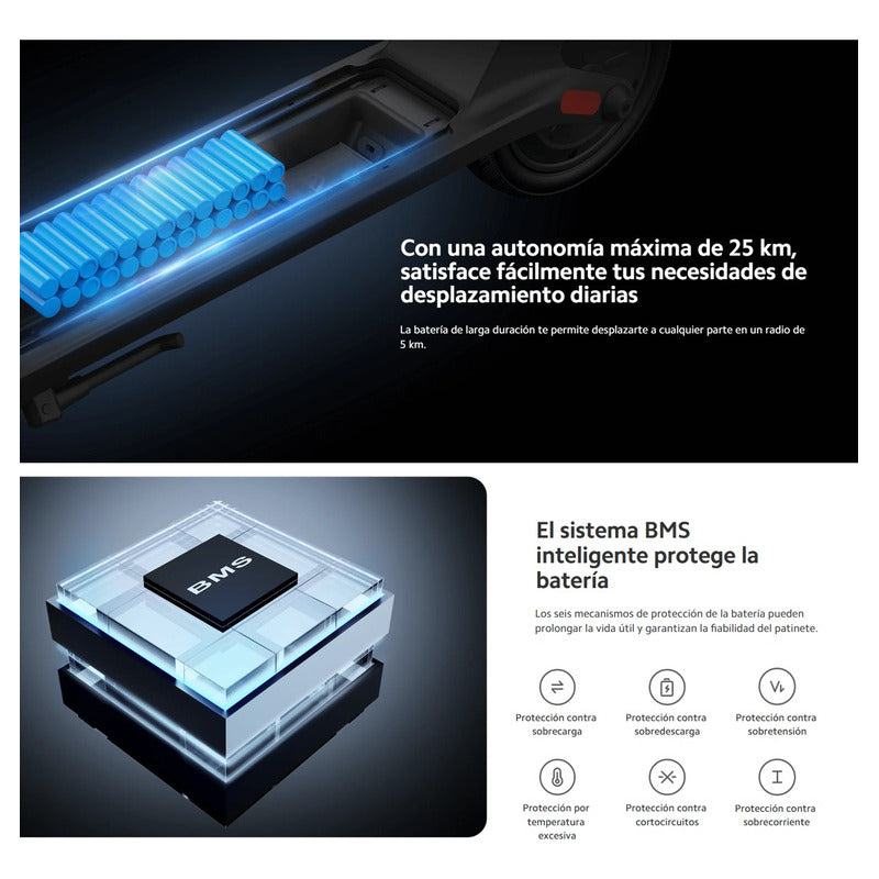 Patineta Eléctrica Xiaomi 4 Lite (2da Gen) Monopatín 25 Km/h Negro