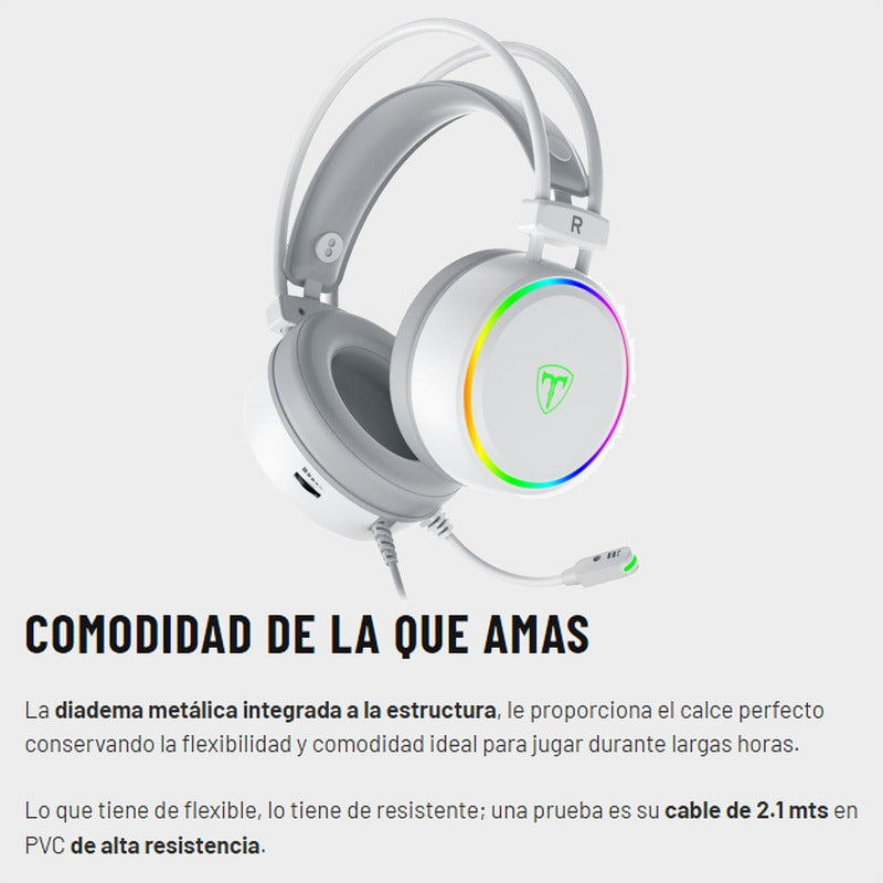 Diadema Gamer Usb T-dagger T-rgh304w Sona, Rgb / 7.1 Virtual