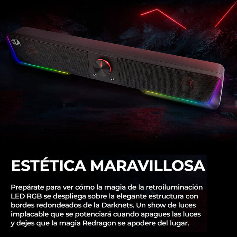 Barra de Sonido Gamer Redragon GS570 Darknets RGB, Bluetooth y 3.5mm