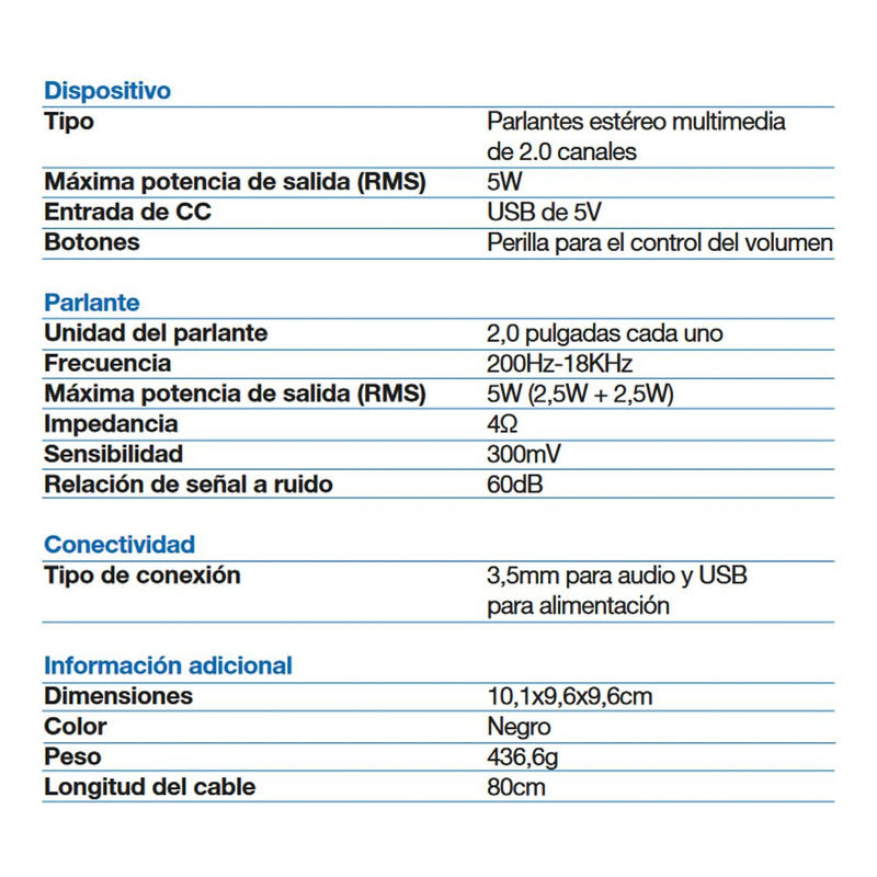 Parlante Xtech Ikonic Xts111 Estéreo Multimedia Usb / 3.5mm