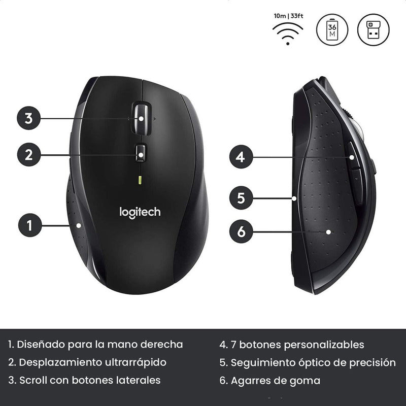 Mouse Inalámbrico Logitech M705 Marathon Con Scroll Avanzado