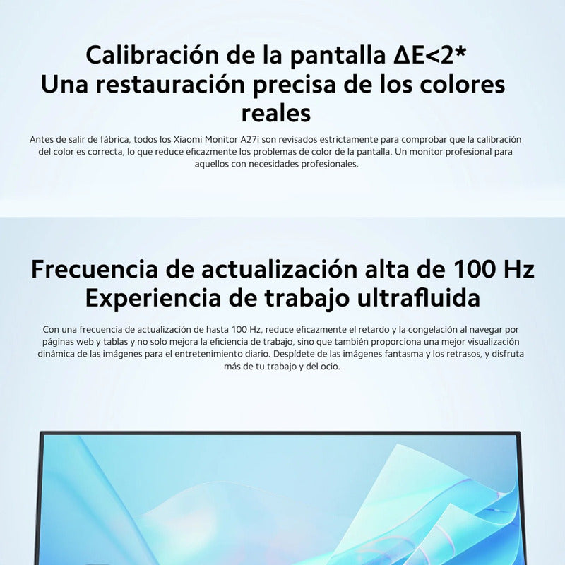 Monitor de 27'' Xiaomi A27i con Pantalla IPS 178°, Full HD 1080p (1920x1080), 100Hz
