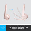 Diadema Usb Logitech H390, Mic Sin Ruido Y Controles, Rosado