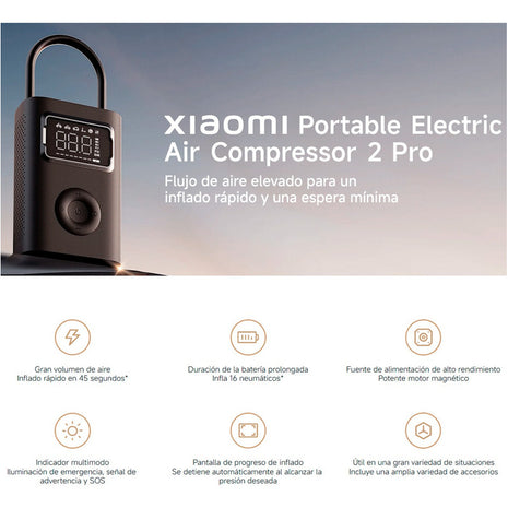 Xiaomi Portable Electric Air Compresor 2 Pro, Inflado Rápido
