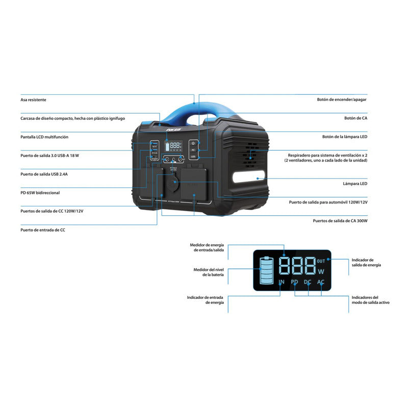 Planta Eléctrica Portátil Forza Fpp-t300, Baterías Lmfp 300w