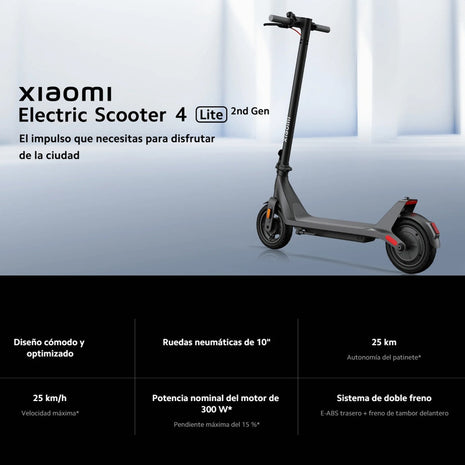 Patineta Eléctrica Xiaomi 4 Lite (2da Gen) Monopatín 25 Km/h Negro