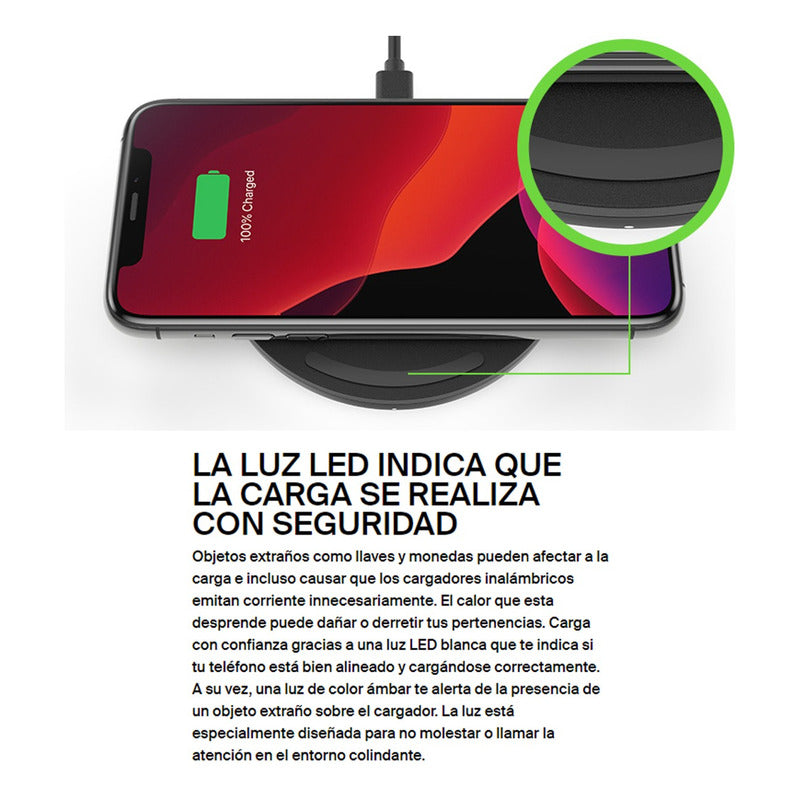 Base De Carga Pad Inalámbrica Qi 10w Belkin Boostcharge, Bk