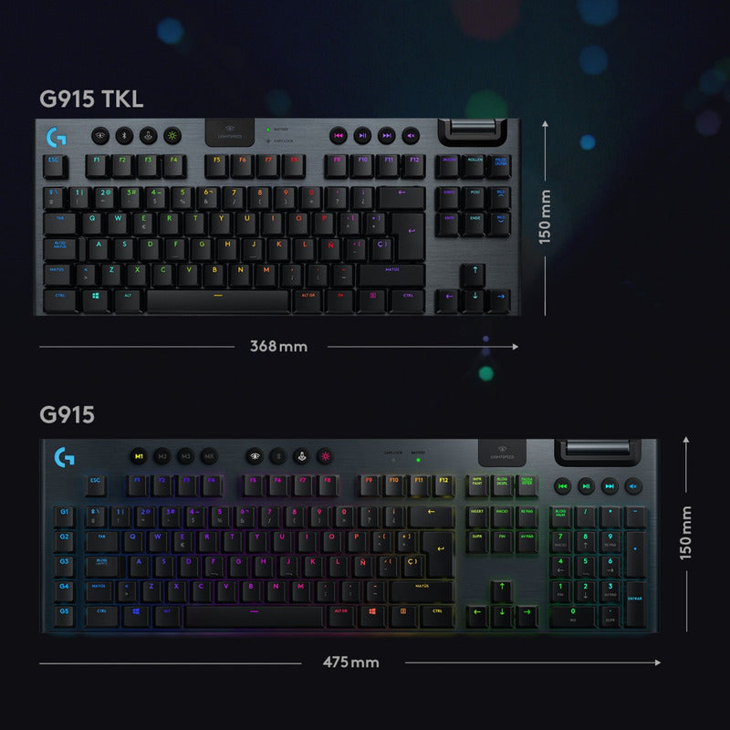 Teclado Gamer Mecánico Inalámbrico Logitech G915 Tkl Carbon