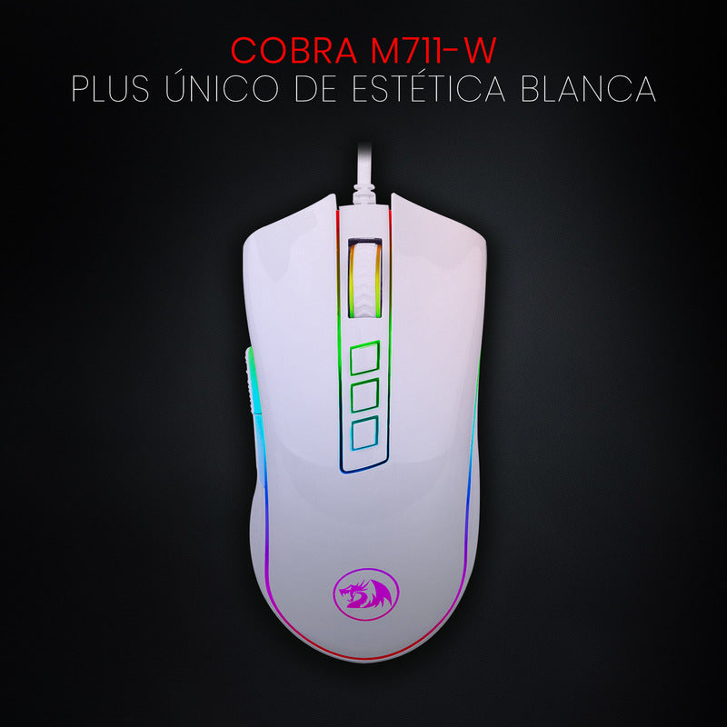 Mouse Gamer Redragon Cobra White M711-w White