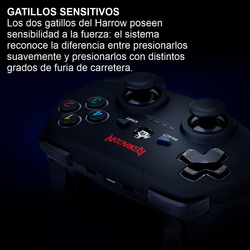 Control Gamepad Inalámbrico, Redragon Harrow G808, Pc / Ps3 Negro
