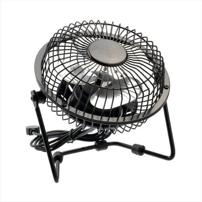 Ventilador Usb Portátil 15cm Para Pc, Metálico / Ajustable Negro